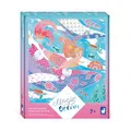 Produktbild: Janod - 4 Bilder mit silbernen Linien - Aquarellmalerei - Thema Meerjungfrauen - Magic Ocean - Kreativset für Kinder - Förderung der Feinmotorik und Konzentration – Ab 7 Jahren – J09107