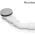 Produktbild: VILSTEIN Ablaufgarnitur Duschwanne 90mm, Siphon mit Geruchsstop und Haarsieb, Duschablauf extra flach, Chrom Abdeckung