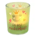 Produktbild: Windlichtglas mit Motiv auf Einer transparenten Banderole, inkl. 1 Teelicht, H/Ø: 6,5 x 6 cm, Motiv: Du bist zauberhaft.