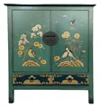 Produktbild: OPIUM OUTLET Kommode Sideboard Schrank Möbel Vintage-Stil handbemalt (Asia Anrichte Buffet grün-blau, chinesisch asiatisch orientalisch), komplett montiert