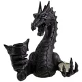 Produktbild: Kremers Schatzkiste Teelichthalter mit Tablett Teelichthalter + Kerzenhalter Drache Drako 19cm Figur Skulptur bunt