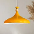 Produktbild: bamyum Champion Pendelleuchte Gelb aus Holz und Metall 35 cm, Hängelampe Esstisch, Küchenlampe Hängend E27, Hängelampe Gelb für Kinderzimmer, Schlafzimmer, Wohnzimmer