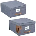 Produktbild: Relaxdays Aufbewahrungsbox 2er Set Polyester Grau Mit Deckel Faltbar 16 cm x 30 cm x 32,5 cm 500 g