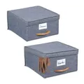 Produktbild: Relaxdays Aufbewahrungsbox mit Deckel 2er Set Hellbraun,Grau