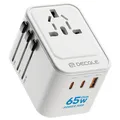 Produktbild: Reiseadapter Weltweit Universal Reisestecker mit 2 USB-C GaN 65W 1 USB-A und ...