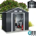 Produktbild: Xl Metall Gerätehaus 2m2 Mit Fundament 200x135x190cm Schiebetür Anthrazit Geräteschuppen Gartenhaus Schrank 4m3 - Gardebruk