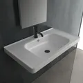 Produktbild: Alpenberger Waschbecken 80 cm Breit | Gäste WC & Badezimmer | Waschtisch Eckig | Hängewaschbecken Wandmontage | Handwaschbecken mit Nano | Bathroom Sink für Moderne Waschplätze