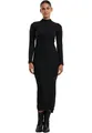 Produktbild: Urban Classics Ladies Rib Longlseeve Mockneck Dress Frauen Mittellanges Kleid schwarz M