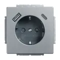 Produktbild: Busch-Jaeger 20 EUCB2USBAC-866 Schutzkontakt-/USB-A+C Steckdose Safety+, mit Befestigungskrallen, edelstahl matt, pur Edelstahl