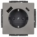 Produktbild: Busch-Jaeger 20 EUCB2USBAC-866 SCHUKO®-/USB-A+C Steckdose Safety+ Plattform 63 Edelstahl 2CKA002011A6314
