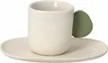 Produktbild: räder Espressotasse Serie ciao im Cucina Italiana Stil aus Steinzeug, beige/grün, mit Hoch-Relief
