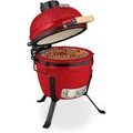 Produktbild: Relaxdays Kamado Grill Keramik Rot Mit Thermometer 56,5 cm x 43 cm x 46 cm 22 kg