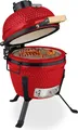 Produktbild: Relaxdays Kamado Grill, Ø 32 cm, Keramikgrill mit Thermometer bis 450°C, BBQ, Grillen, Kochen & Backen, Smoker, rot