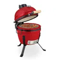 Produktbild: Relaxdays Kamado Grill, Ø 32 cm, Keramikgrill mit Thermometer bis 450°C, BBQ, Grillen, Kochen & Backen, Smoker, rot