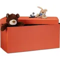 Produktbild: Relaxdays Faltbare Sitzbank 38 X 76 X 38 Cm Hxbxt, 2-sitzer M. Stauraum, Kunstleder Sitzhocker 300 Kg Belastbar, Orange