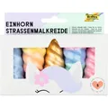 Produktbild: folia 380509 - Einhorn Straßenmalkreide für Kinder, 5 Stück in Regenbogenfarben, Unicorn Kreide im Horn-Design