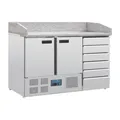 Produktbild: Polar Serie G 2-Türiger Pizzakühltisch Mit Marmorfläche Und 6 Schubladen 257L