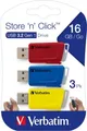 Produktbild: Verbatim USB Stick 16GB Store'n'Click rot, blau, gelb USB 3.2 3er Pack