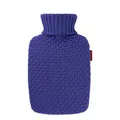 Produktbild: Hugo Frosch Wärmflasche Plant 1,8l – Made in Germany – mit kuscheligem Strickbezug Blau aus Bio-Baumwolle – große, auslaufsichere Bettflasche - mit waschbarem Bezug