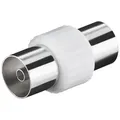 Produktbild: Goobay Koax-Adapter: Koax-Buchse > Koax-Buchse, Adapter-Buchse aus Kunststoff - Silber/Weiß