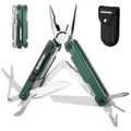 Produktbild: WORKPRO Multifunktionszange, 18 in 1 Multitool Werkzeug Faltbares Edelstahl Multifunktionswerkzeug mit Messer, Flaschenöffner, Schere, Gürtelclip für Camping Reparieren, Geschenk mit Tragtasche, Grün