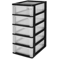Produktbild: IRIS OHYAMA Lagerturm mit 5 Schubladen - Kunststoff - Schwarz - 35 L - 35,5 x 26 x 61 cm