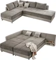 Produktbild: Ecksofa-Dauerschläfer Doppelbett Federkern Bettkasten Couch in Grau Braun Beige / 15102