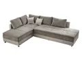 Produktbild: luma-home Ecksofa 15102, Dauerschläfer-Doppelbett B306/T223/H95 cm, Bettkasten, Regal, Boxspring, Federkern, Wellenunterfederung, Topper, Schwenkteil rechts, Mikrofaser Grau Braun/Kunstleder Beige