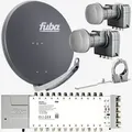 Produktbild: Fuba Sat Anlage 24 Teilnehmer - 2 Satelliten (z.B. Astra/Hotbird) | Satellitenschüssel Komplettset - DAA 850 A Sat-Schüssel 85cm Alu anthrazit + 2x
