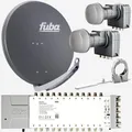 Produktbild: Fuba Sat Anlage 24 Teilnehmer - 2 Satelliten (z.B. Astra/Hotbird) | Satellitenschüssel Komplettset - DAA 850 A Sat-Schüssel 85cm Alu anthrazit + 2X LNB + Multifeed + Multischalter 24 Teilnehmer