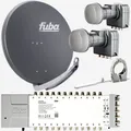 Produktbild: Fuba 85cm Alu SAT-Schüssel anthrazit 2 Satelliten Multischalter 24 Teilnehmer
