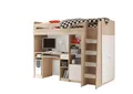 Produktbild: möbel-direkt.de Hochbett Unit in Weiß oder in Eiche Sonoma und Weiß (Komplett Set, in verschiedenen Farben wählbar) mit integriertem Schrank, Schreibtisch, Bett, Regale
