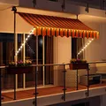 Produktbild: Swing & Harmonie Markise mit LED Beleuchtung - Gelenkarmmarkise - Sonnenschutz - Markisenabdeckung - Klemmmarkise für Balkon und Garten (250x150, orange/schwarz)