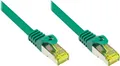 Produktbild: RJ45 Patchkabel mit Cat. 7 Rohkabel und Rastnasenschutz (RNS®), S/FTP, PiMF, 500MHz, grün, 0,25m, Good Connections®