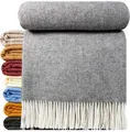 Produktbild: Wolldecke 100% Schurwolle Wohndecke Plaid Decke 140x200cm Tirol Grau