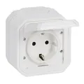 Produktbild: LEGRAND, Plexo New Feuchtraum-Steckdose, Schuko-Standard, inklusive Klappdeckel, Berührungsschutz, Installation mit Schraubklemmen, 16 Ampere, 250 Volt, IP44 - IK07, Farbe: Weiß, 069771L