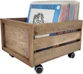 Produktbild: Holzkiste auf Rollen, Schallplatten