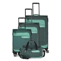 Produktbild: Travelite 4-Rad Koffer Set Weichschale aus recyceltem Material, Größen L/M/S + Reisetasche, Gepäck Serie VIIA: Trolley Set mit Handgepäck im IATA Bordgepäck Maß