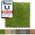 Produktbild: Karat Terrassenfliesen Klickfliesen 30x30 cm, wetterfeste Balkonfliesen aus Kunststoff, Klicksystem für Terrasse & Balkon – Gras-Design, 1 Stück - Grün