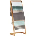 Produktbild: Relaxdays Handtuchhalter freistehend, Leiterregal mit 4 Handtuchstangen, Handtuchständer Bambus, HBT: 100x40x30cm, natur