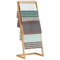 Produktbild: Relaxdays Handtuchhalter freistehend, Leiterregal mit 4 Handtuchstangen, Handtuchständer Bambus, HBT: 100x40x30cm, natur