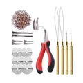 Produktbild: Microring Extensions Set: Microring Zange, Microring Nadel und Nanoringe mit Silikon (hellbraun)
