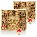 Produktbild: COM-FOUR® 52x Strohsterne im Mix-Set - Christbaum-Schmuck - Stroh-Anhänger für den Weihnachtsbaum - natürlicher Christbaum-Behang - Weihnachtsdekoration (52-teilig - Set1)