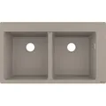 Produktbild: hansgrohe Einbauspüle 43316380 880 x 510 mm, 2 Hauptbecken, Hahnlöcher vordefiniert, betongrau