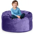 Produktbild: Green Bean Jumbo Max Riesensitzsack mit Memory-Schaum Flockenfüllung – Sitzsack XXL aus flauschigem Velours in 3ft (105x65cm) Lila – Indoor Lounge-Sitzsack waschbar & gemütlich
