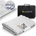 Produktbild: Juskys Gewichtsdecke 135x200 – weiß, schwere Therapiedecke gegen Unruhe – 7 kg - Weiß