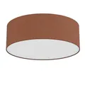 Produktbild: LQWELL Deckenlampe Stoff, Deckenleuchte Rund mit Leinen Lampenschirm, E27 Fassung x 2, max.40W, Ø30cm x H10cm, Braun, für Wohnzimmerlampe Schlafzimmerlampe Deckenbeleuchtung