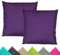 Produktbild: JACK 2er Set 40x40cm Outdoor Kissenhülle Kissenbezug Wasserfest Sitzkissen Lounge Kissen Garten Stuhl Lotus Effekt, Farbe:Violett