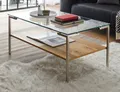Produktbild: MCA furniture Couchtisch Glasgow (Wohnzimmertisch in Eiche und Glas, 110 x 60 cm), Edelstahl gebürstet