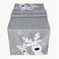 Produktbild: texpot Tischdecke Tischläufer Stickerei lustiger Elch Winter Weihnachten Deko (1-tlg) grau rechteckig | 40 cm x 140 cm